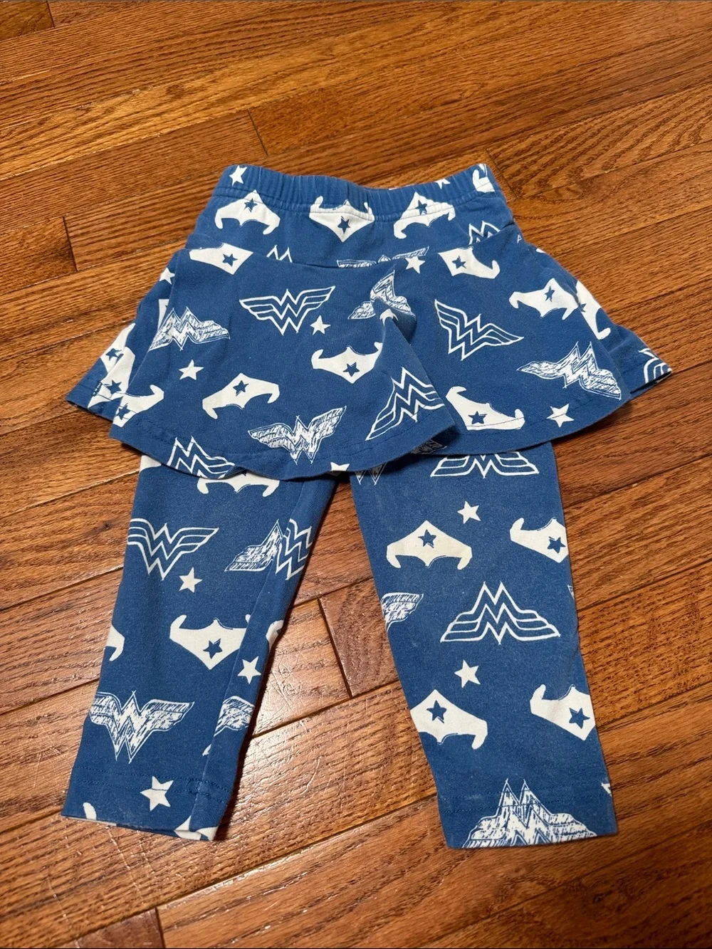 Blue DC Wonder Woman Skirted Leggings - White Logo Print 18-24m